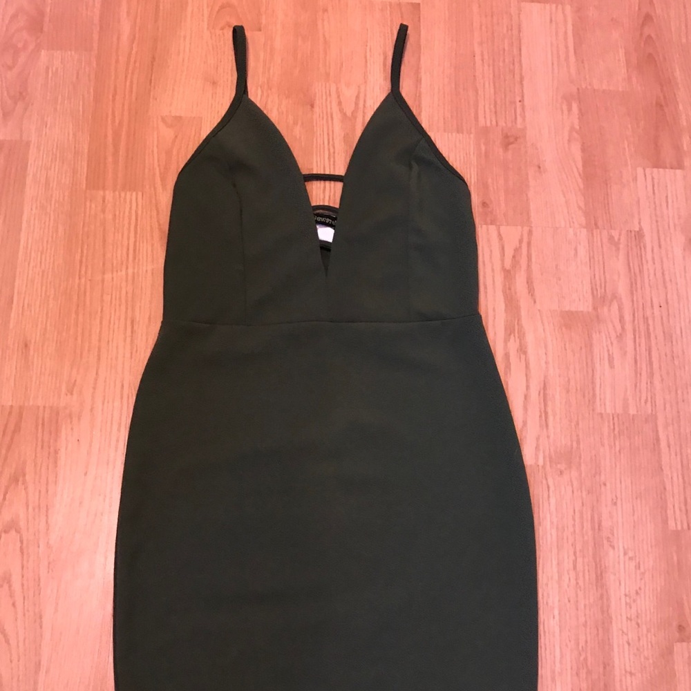Army green fitted dress